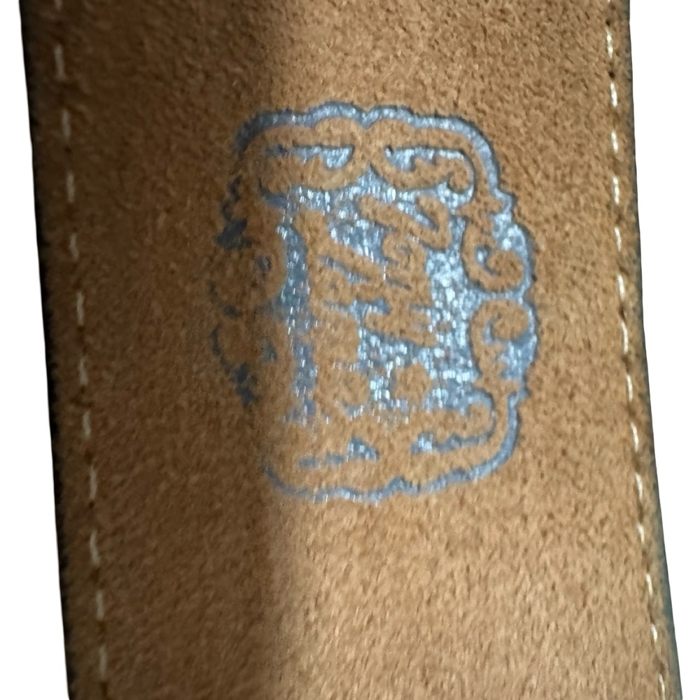 Tony Lama Western Belt Mens 34 Brown Excellent Leather Floral Tooled Gator Print - Picture 5 of 6